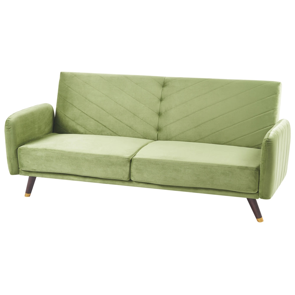 Divano Letto Tessuto Velluto Blu Navy Soggiorno Moderno 3 Posti Gambe In Legno Braccio A Pista