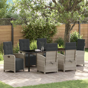 Set da pranzo da giardino  a 7 pezzi con cuscini Grigio chiaro Polyrattan