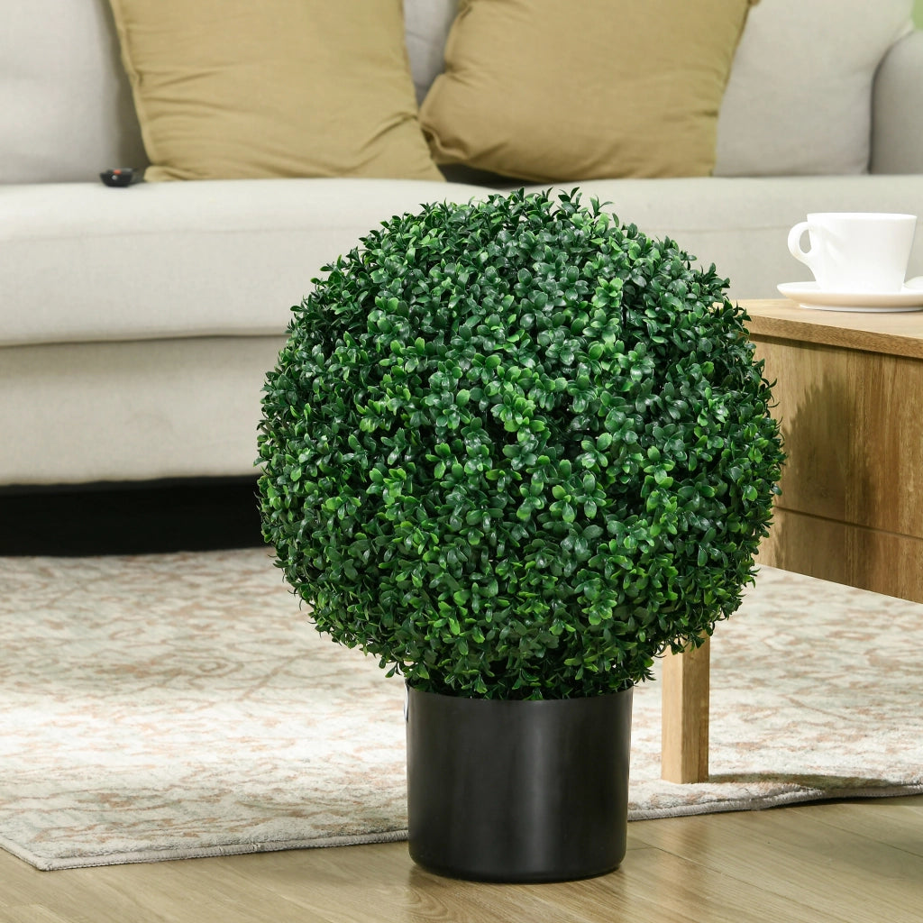 Piante artificiali, set da 2, piante artificiali resistenti ai raggi UV in vaso, cespugli di bosso da 52 cm per la decorazione di giardino e