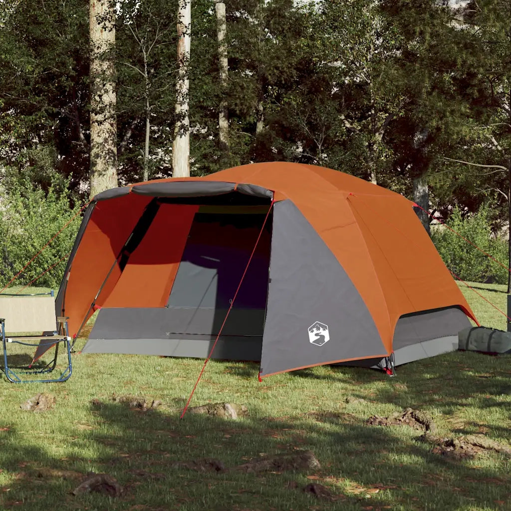 Tenda da Famiglia con Portico per 6 Persone Grigio e Arancione 94420
