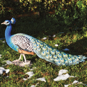 Pavone Grande Decorativo in Resina 82x47 cm per Laghetti e Giardini