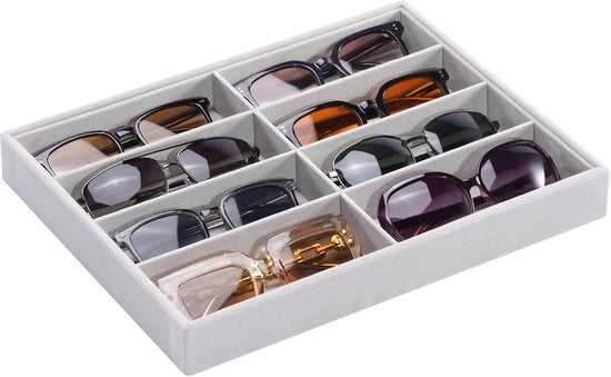 Organizzatore per Occhiali da Sole, 8 Cassetta per Occhiali da Sole Cassetta per Occhiali da Sole Supporto per Occhiali da Sole Display per Occhiali da Sole Cassetta per Occhiali da Sole - 1 Pacco, Grigio