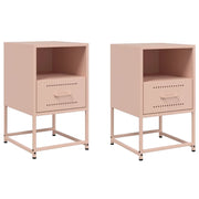 Set di 2 Comodini | Armadio da Notte | Mobiletto da notte Rosa 36x39x60,5 cm in Acciaio