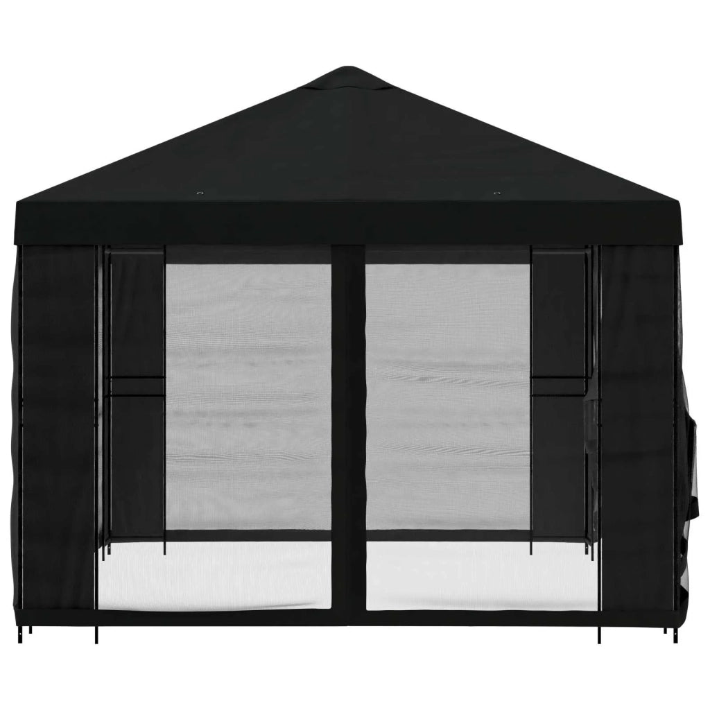 Gazebo con pareti laterali 4 × 3 m Nero Poliestere e Acciaio 900394