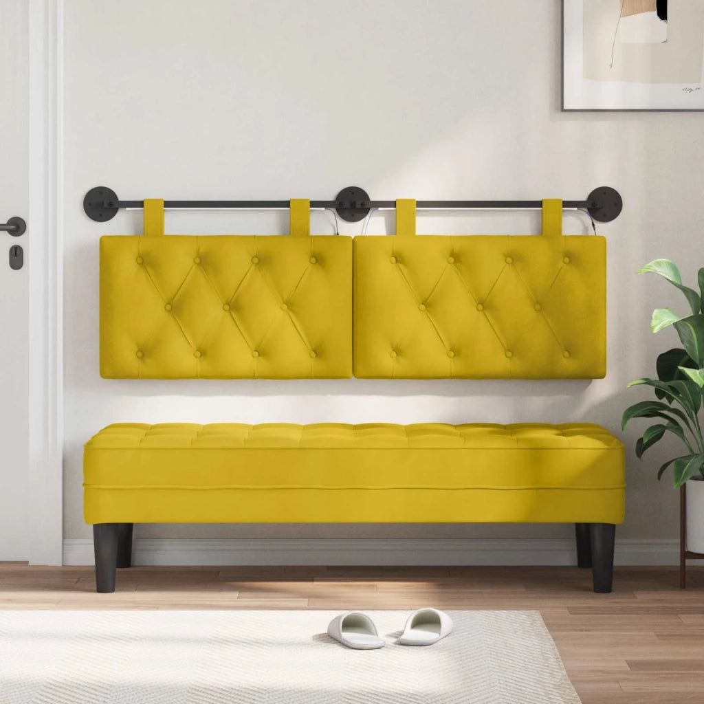 Testiera sospesa Con luce LED Giallo Velluto