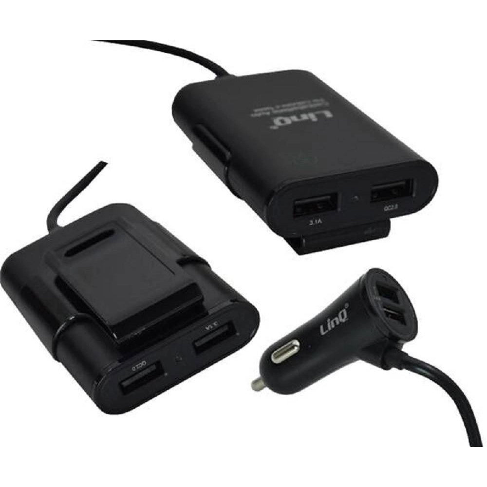 Trade Shop - Caricabatteria Auto 4 Porte Usb Cavo Estensibile 36w Ricarica Veloce 8.4a C-9v44 -