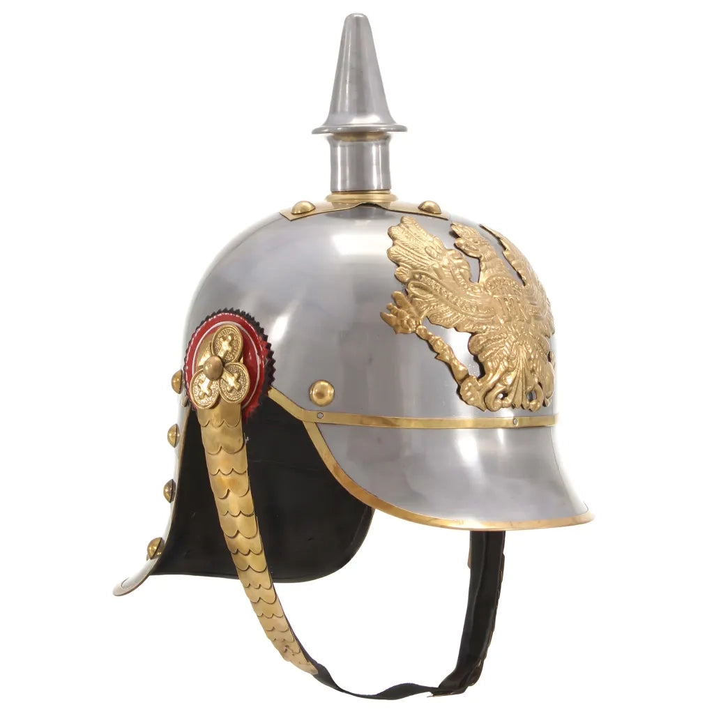 Elmo da Tedesco Prussiano Antico per LARP in Acciaio Argentocod mxl 119324