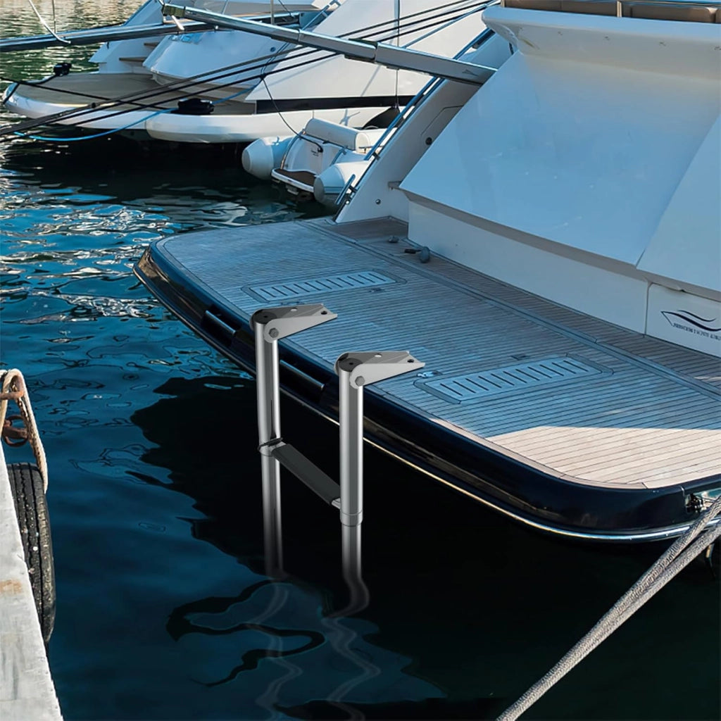 Scaletta Telescopica in Acciaio Inossidabile, Scala Piscina Fuori Terra a 4 Gradini Antiscivolo, Portata Massima 227 KG, per Piscina, Barca, Ponti, Pontile Galleggiante
