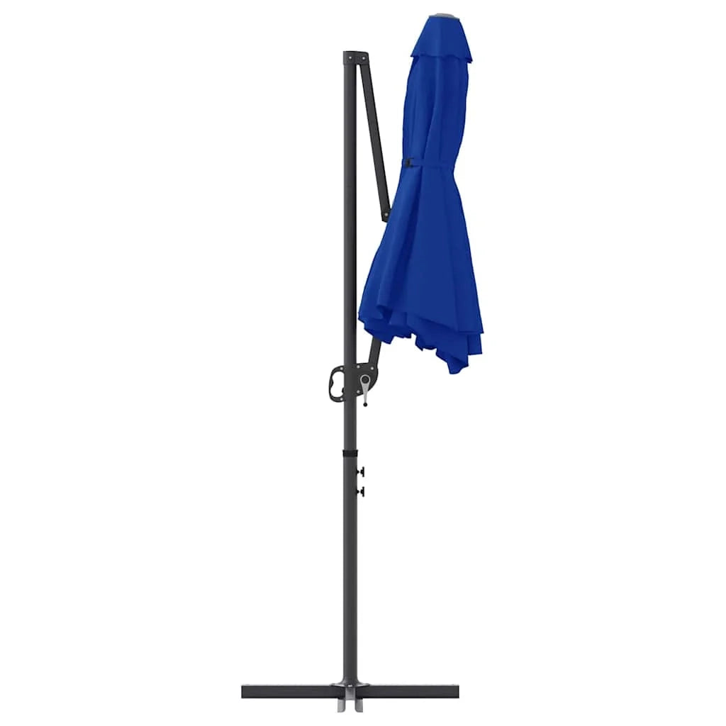 Ombrellone da esterno moderno e inclinabile 372 x 198 x 243 cm in poliestere azzurro codice 02_0058752