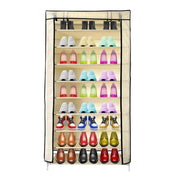 Scarpiera in Tessuto per Scarpe con Anta con Cerniera e Tasche Laterali 160x88x30cm, 27 paia. Beige