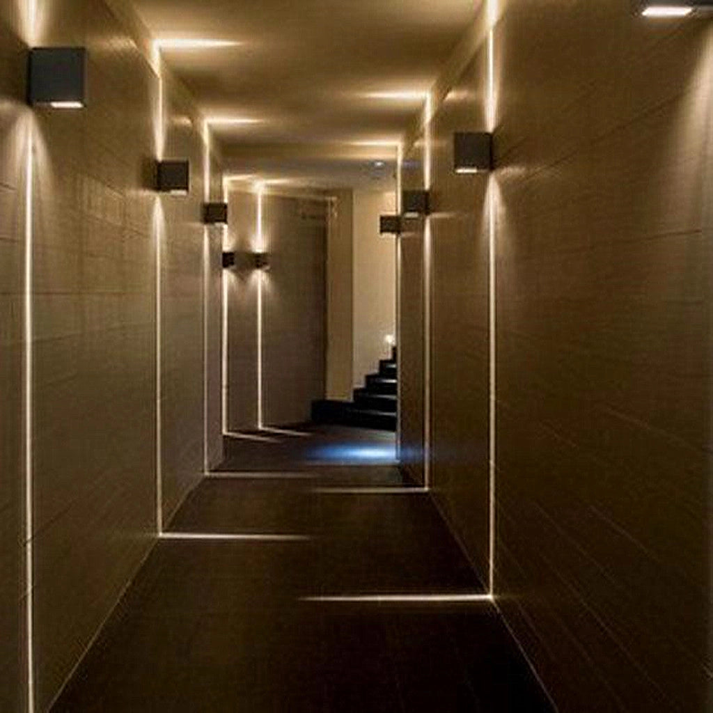 Applique led cubo 6w nero luce calda 3000K Lampada da parete per esterno IP65