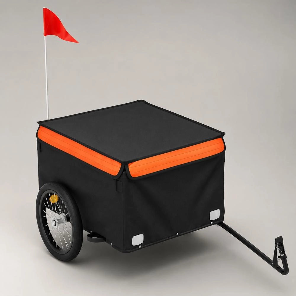 Bicycle Trailer, Black And Orange, 45 Kg, Iron