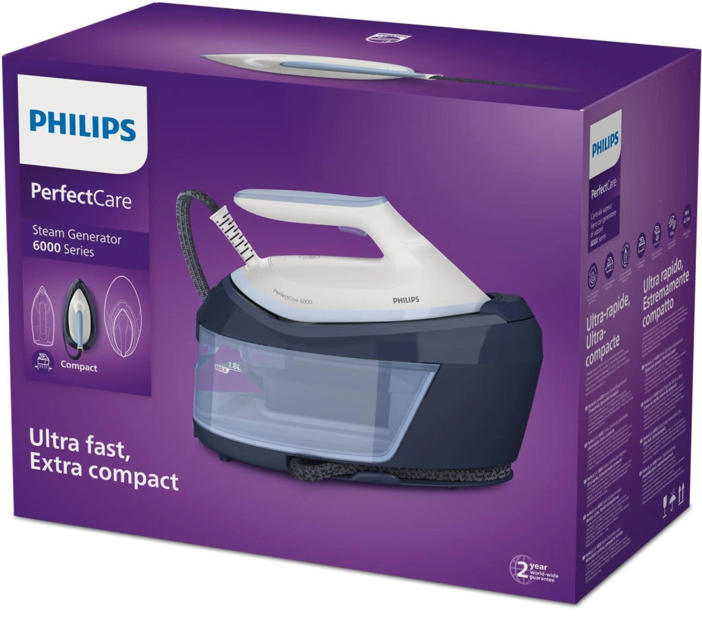 Philips PSG6026-20 PerfectCare Serie 6000 Ferro da Stiro con Caldaia 2400 W 6,5 bar 130 g-min 1,8 L colore Bianco