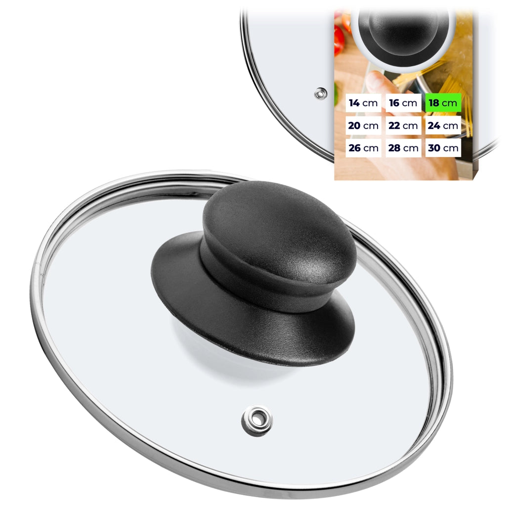 Set di coperchi in vetro KADAX da 16+18 cm, resistenti al calore, per pentole e padelle.
