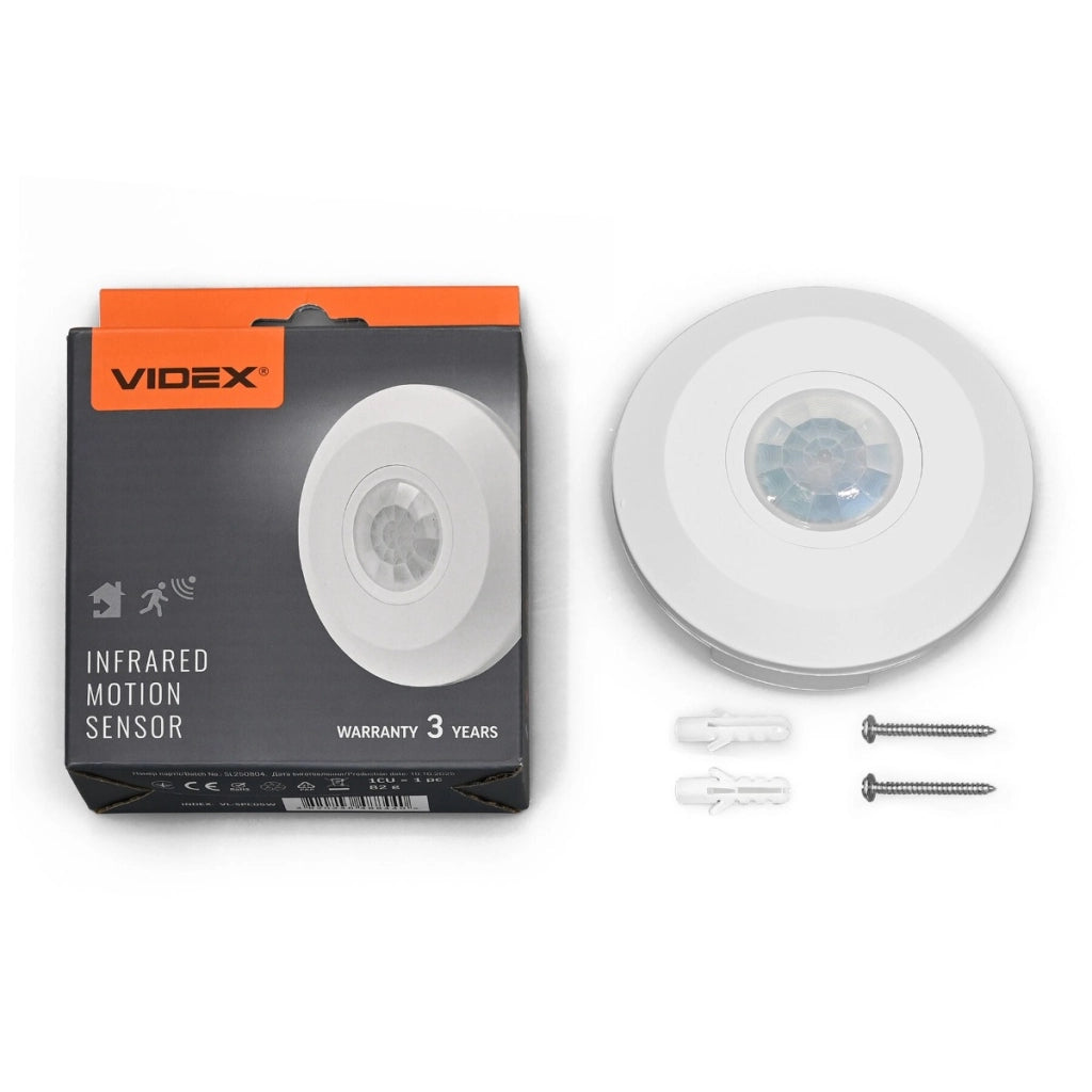 Sensore movimento crepuscolare PIR bianco tondo Videx