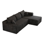 Divano angolare in tessuto a coste con schiuma elastica; nero; 241×151×58 cm