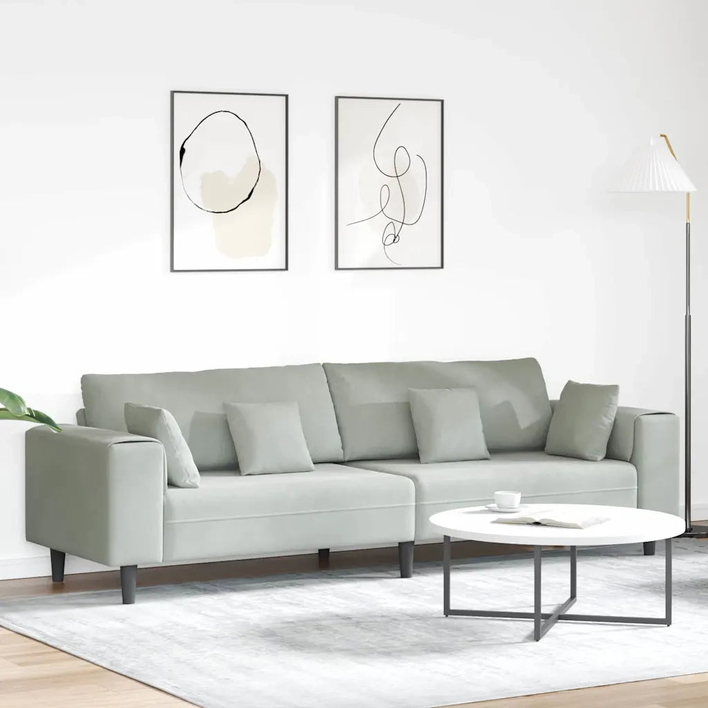 vidaXL Divano in Velluto con cuscino Grigio chiaro 208 cm Velluto