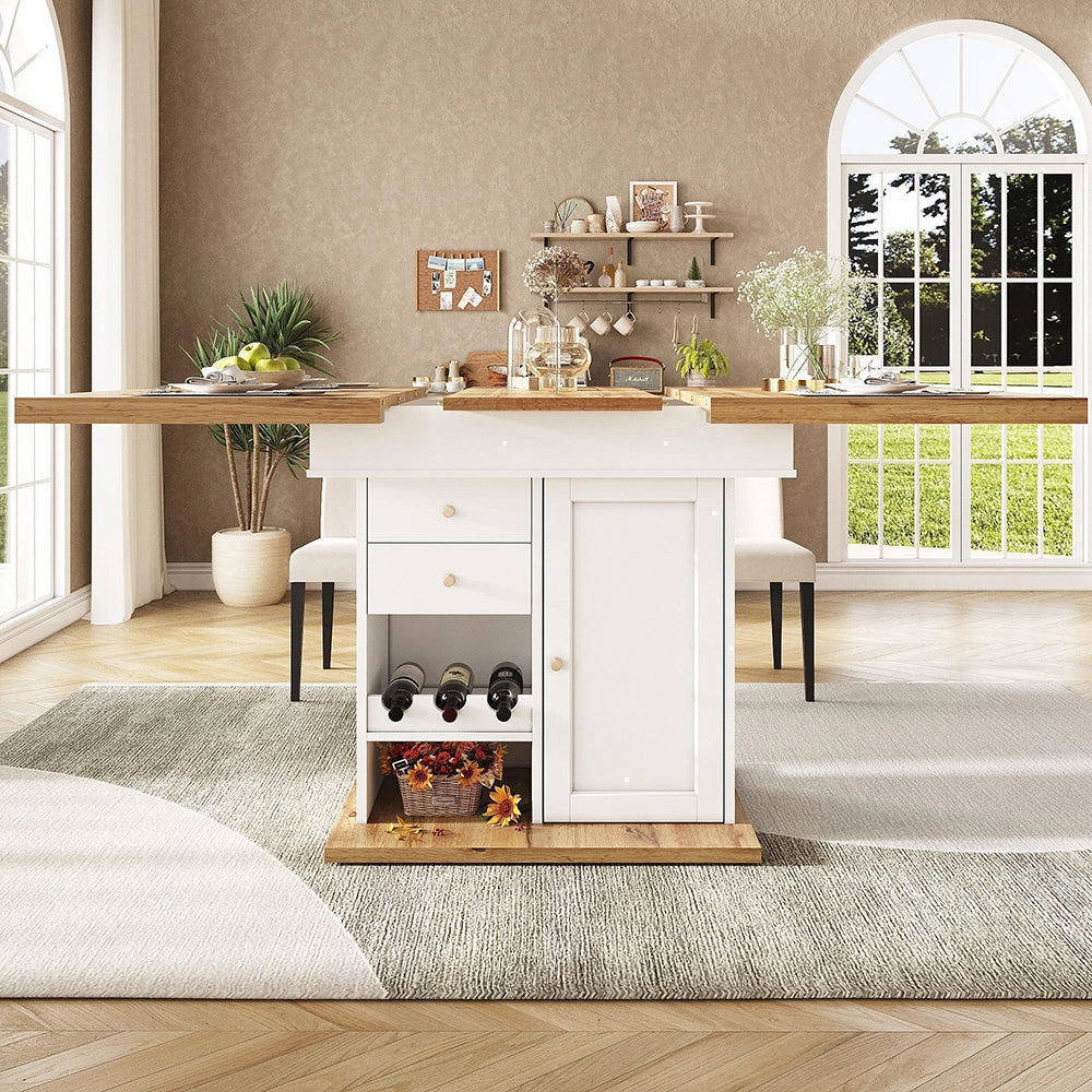 Tavolo estensibile - Xylo - 110-140x80cm con scaffale vino bianco