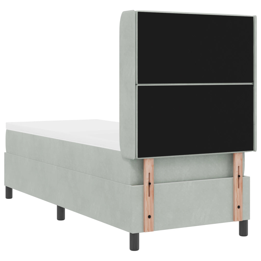 Letto Box Spring con Materasso Grigio Chiaro 80x200 cm in Velluto