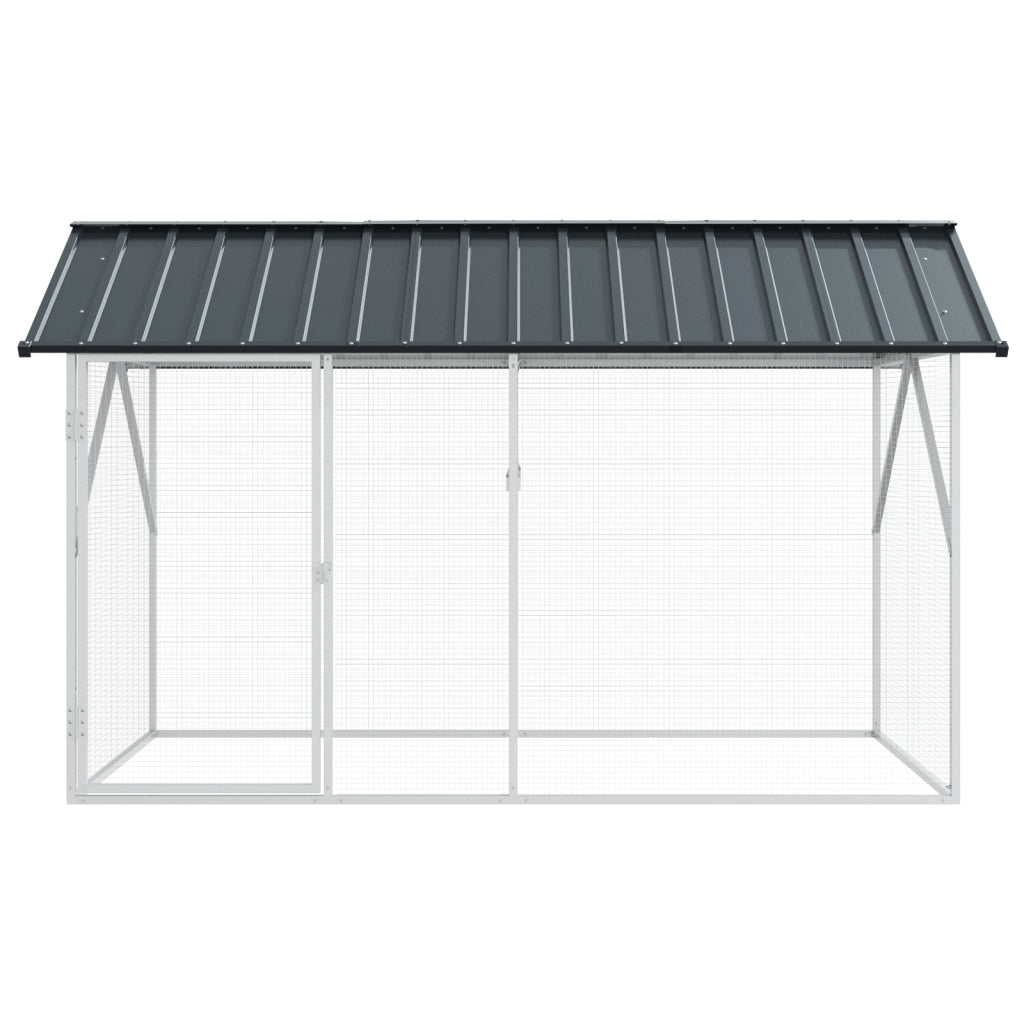 Voliera per Uccelli Antracite 112x227x141 cm Acciaio
