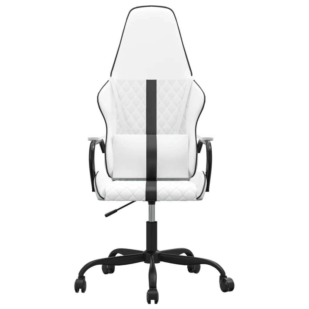 Sedia da Gaming | Sedia da e-sports Massaggiante Nera e Bianca in Similpelle