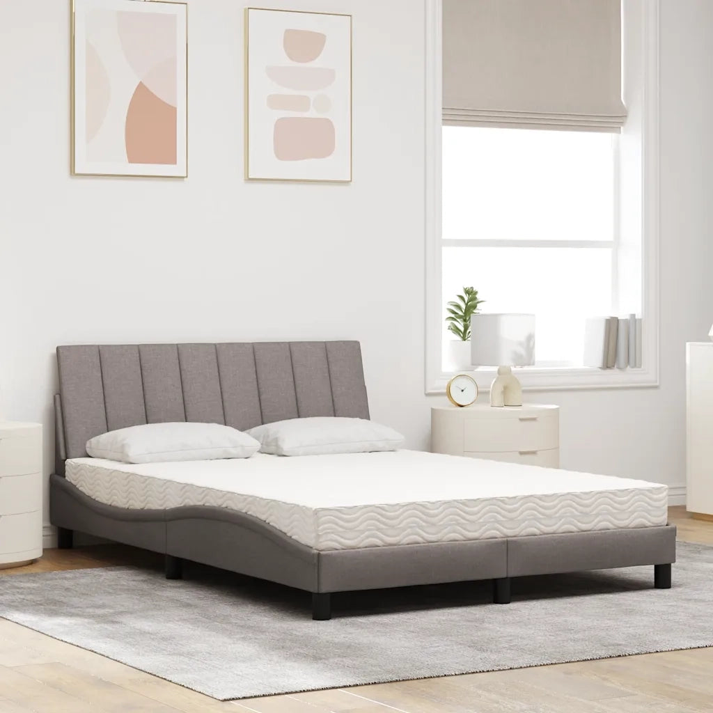 Letto con Materasso Hanko Tortora 140x190 cm in Tessuto 3310528