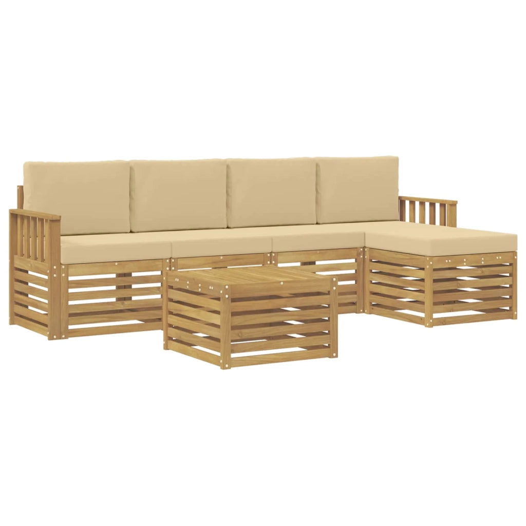 Set di divani da esterno 6 pcs Bianco e Beige 59 x 59 x 37 cm 3391708