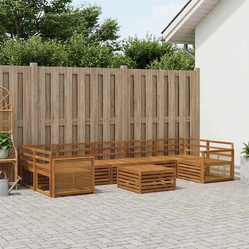 Set di divani da esterno 8 pz Naturale Legno di Acacia Massello 3383147