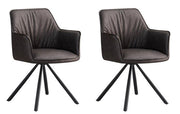 Set 2 Sedie Girevoli con Braccioli 59.5x61x84 cm in Poliestere Breval Grigio
