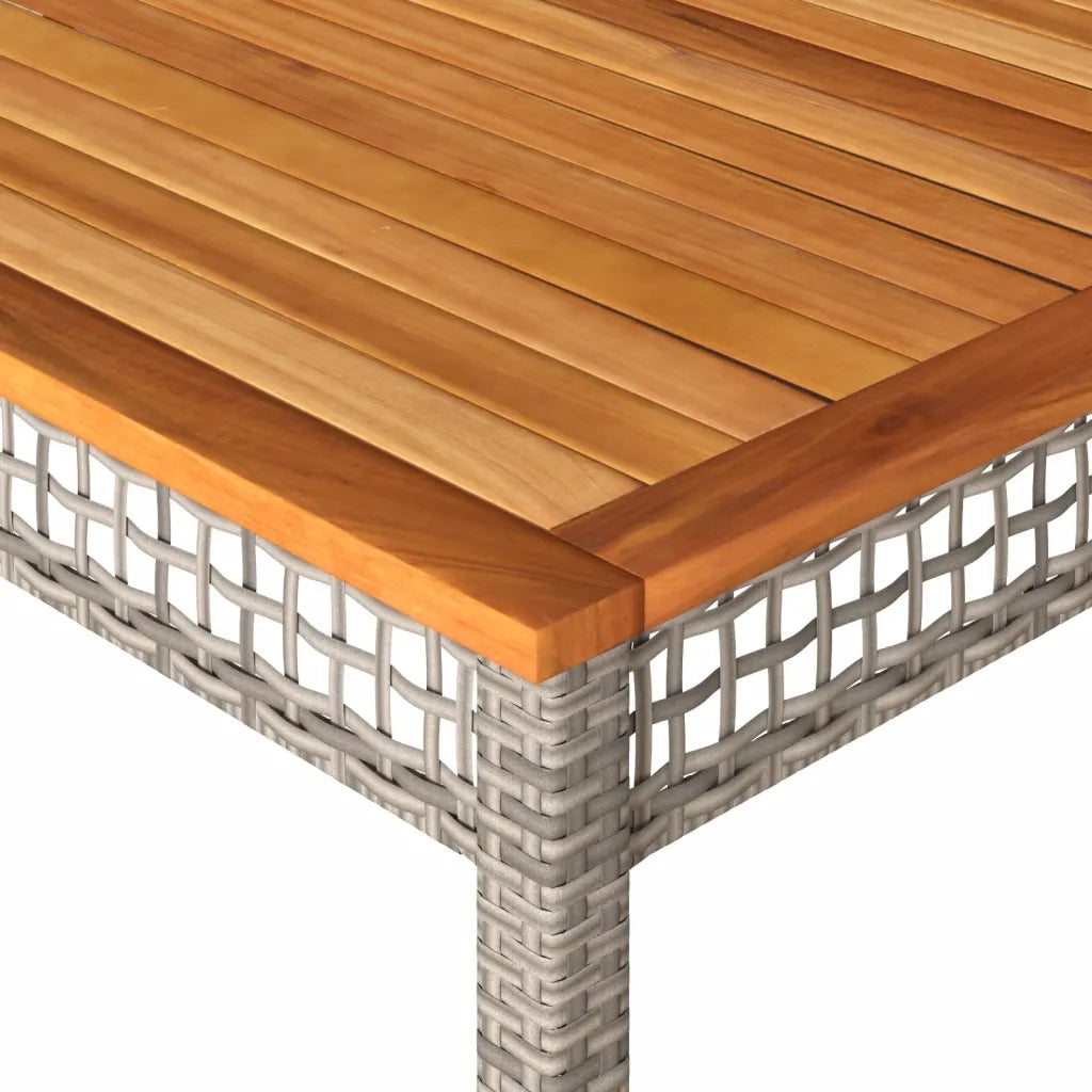 Tavolo da Giardino | Tavolino da esterno Grigio 180x90x75cm Polyrattan e Legno Acacia