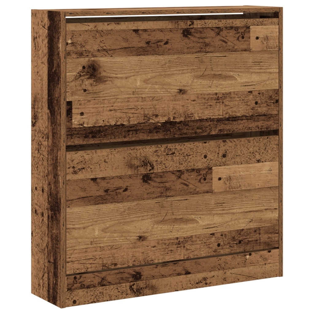 Mobile per Scarpe  con Cassetto Flip in Legno Antico 80x21x87,5 cm