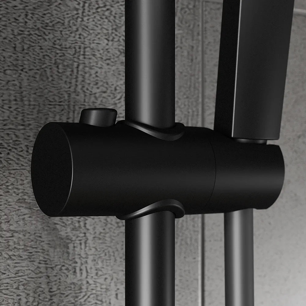 Colonna doccia in acciaio inox nero opaco con deviatore a due vie e soffione 19x26 cm | Reno