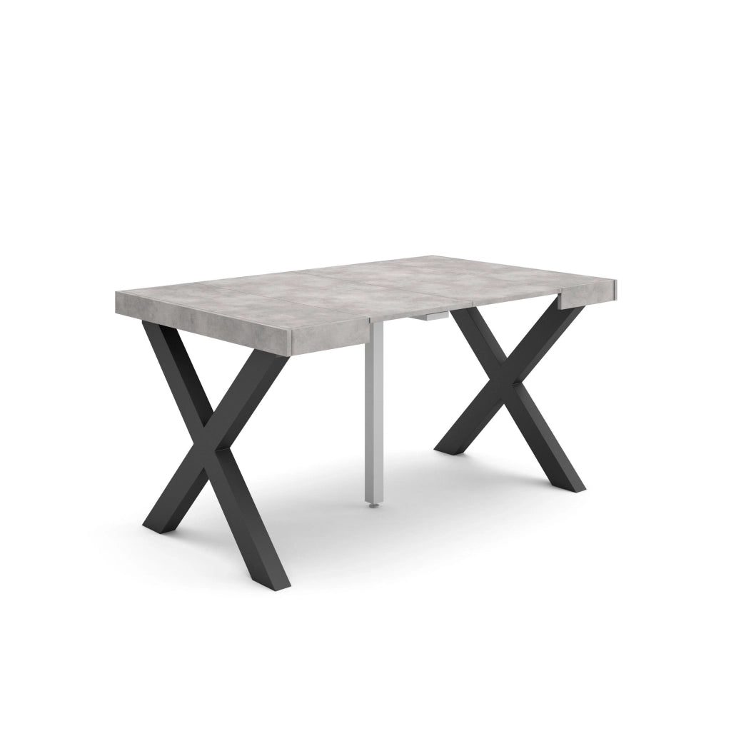 Consolle allungabile, 58 fino 140x90x73cm, Per 6 persone, Gambe in legno, grigio cemento RF2733