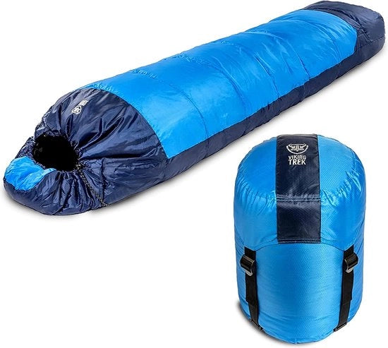 Slaapzak 4 stagioni per adulti/bambini - Ideale attrezzatura per campeggiare, festival e trekking. Inclusa borsa compressa impermeabile. Respirante & Calda - Perfetta per avventure all'aperto Slaapzak per camping