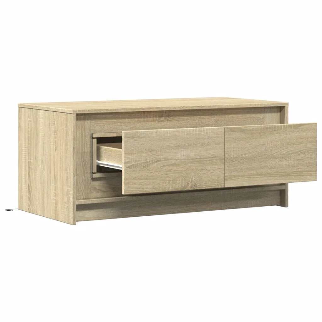 Tavolino da Salotto con Luci LED Rovere Sonoma in Truciolato