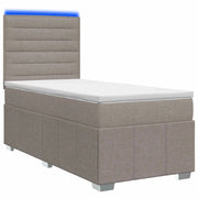 Letto Box Spring LED con Materasso Tortora 100 x 200 cm Tessuto 3455532
