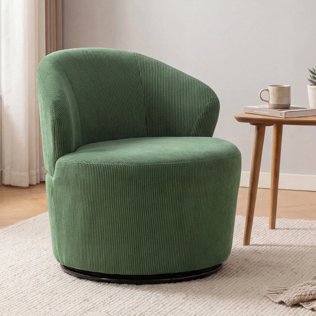 Poltrona girevole moderna 360¡ã ¨C Xylo ¨C tessuto verde con base rotonda