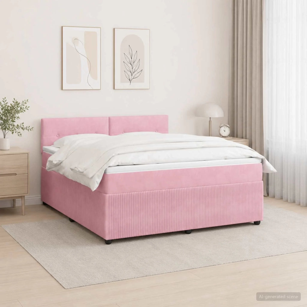 Letto box spring con materasso Rosa 180 x 200 cm Velluto 3453196
