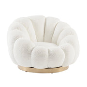 Poltrona Girevole Bouclé con Base in Acciaio Dorato - RACHEL
