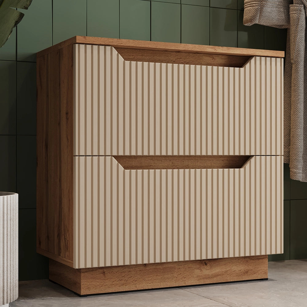 Vicco Mobile sottolavabo per bagno Rovere/cashmere a righe 59.8 x 62.5 cm con 2 cassetti