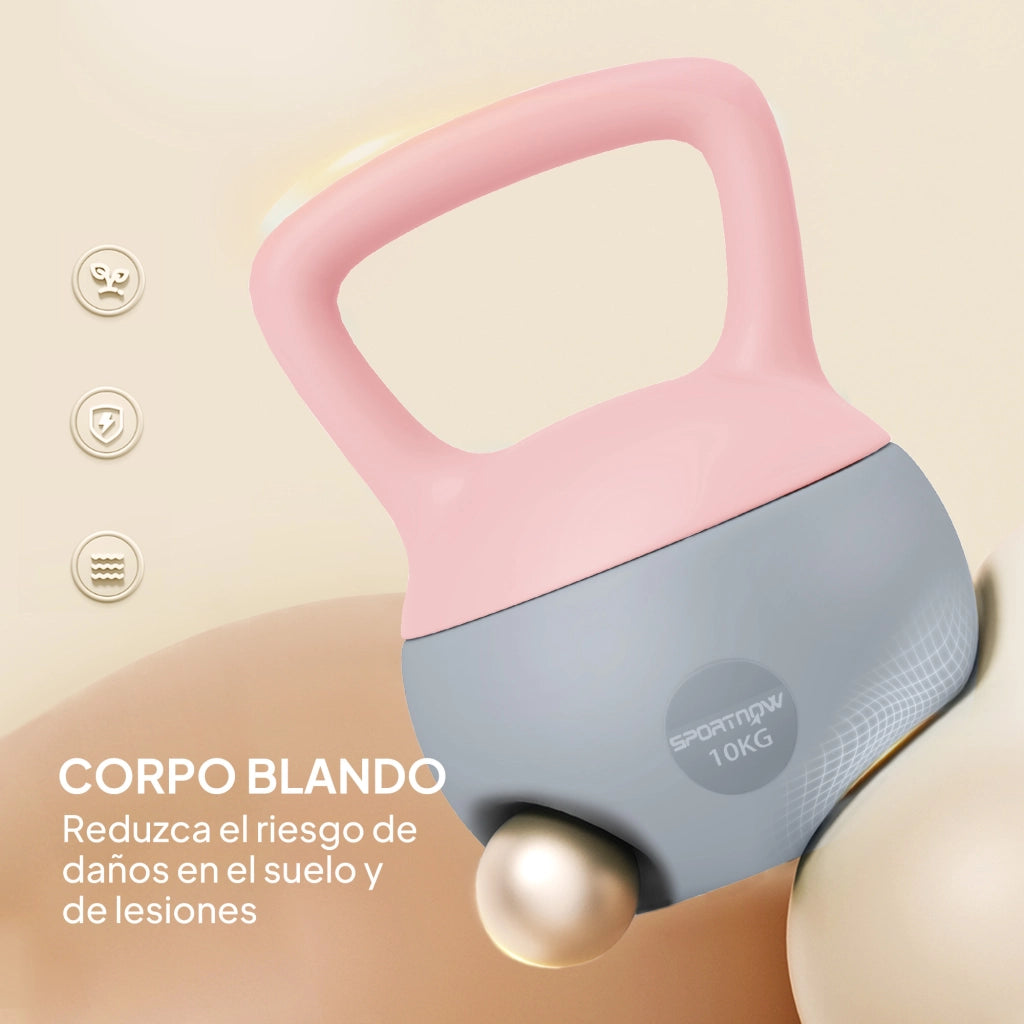 Kettlebell 10 kg con manico antiscivolo ¨C zephmum ¨C rosa e grigio 21x21x30 cm