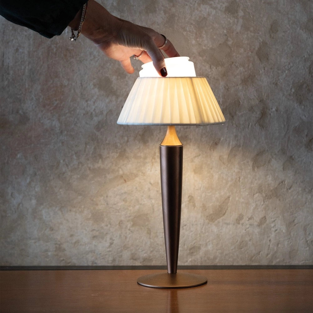 Lampada da Tavolo Ricaricabile Flaminia Zafferano Led Touch - Design Classico Senza Fili Oro