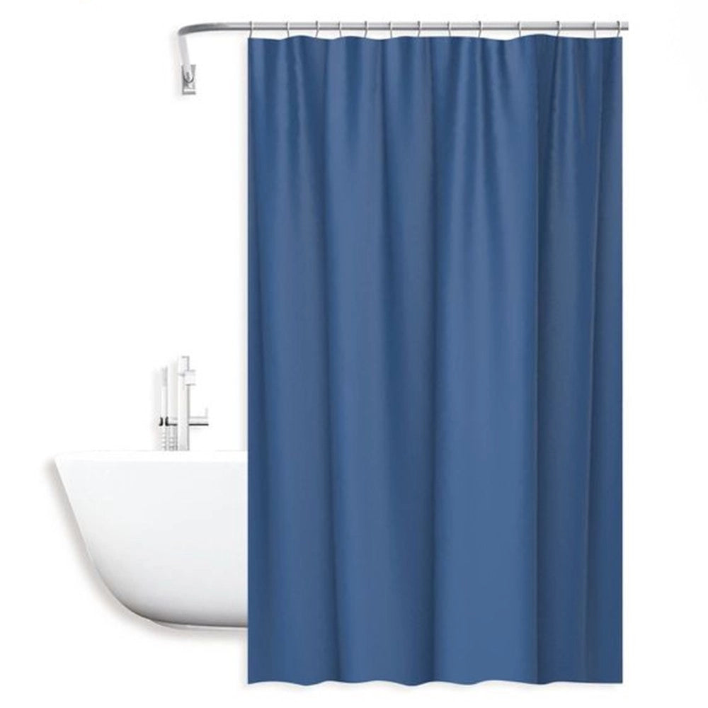 Trade Shop - Tenda Doccia Antimuffa Impermeabile 180x200cm Con 12 Ganci Anelli Bagno Blu 69892 -