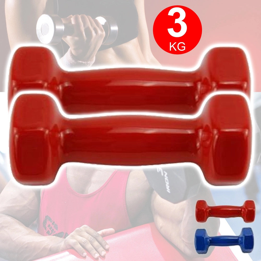 Trade Shop - Coppia Di Manubri In Vinile Da 3 Kg Ognuno Manubri Pesi Palestra Fitness Sport -