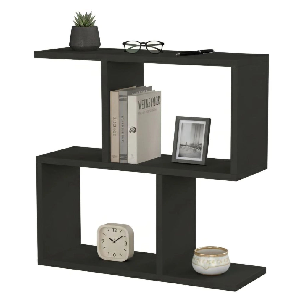 Tavolino da salotto Fabrizia, Tavolo basso da caffè, Portariviste per divano, Ripiano da soggiorno, 60x20h60 cm, Antracite