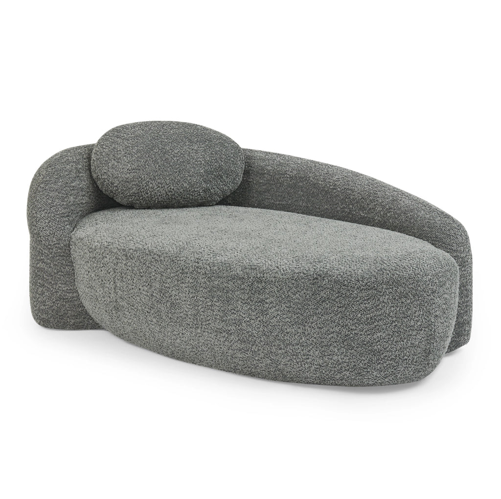Divano compatto in tessuto Teddy grigio scuro con cuscino poggiatesta