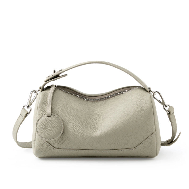 Borsa a tracolla da donna in vera pelle beige