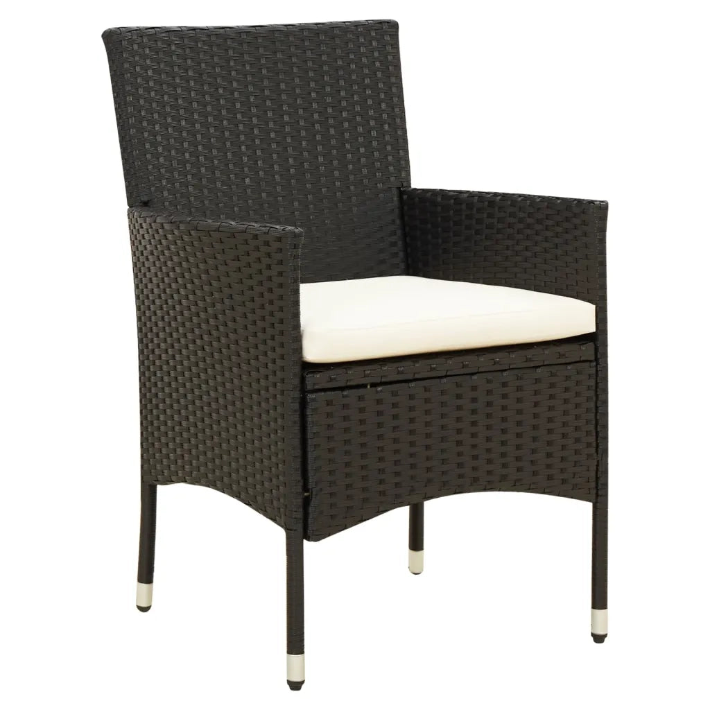 Set da Pranzo da Giardino 7 pz con Cuscini in Polyrattan Nero 3094837
