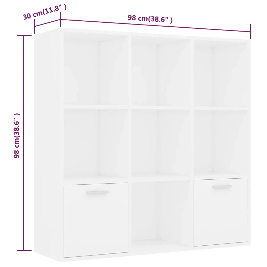 Libreria-Scaffale per Libri-Mobile di Stoccaggio Bianca 98x30x98 cm in Legno Multistrato