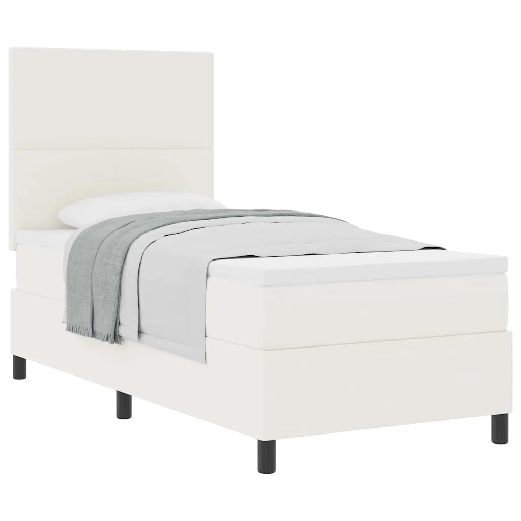 Letto a molle Crema e Bianco 80 x 200 cm Tessuto in Cords 3337533